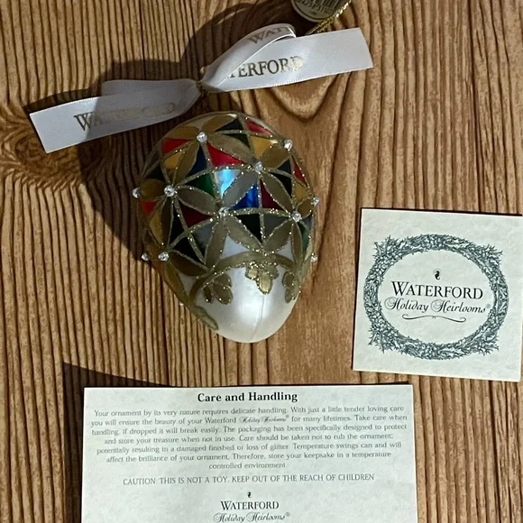 Waterford | Holiday | Waterford Holiday Heirloom Ornament  Waterford Crystal Holiday Heirloom Ornament. Colleen Egg Small 4” with papers main image 1